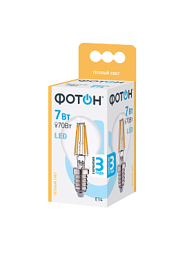 Лампа светодиодная ФОТОН LED FL P45 7W E14 3000K, слайд 1